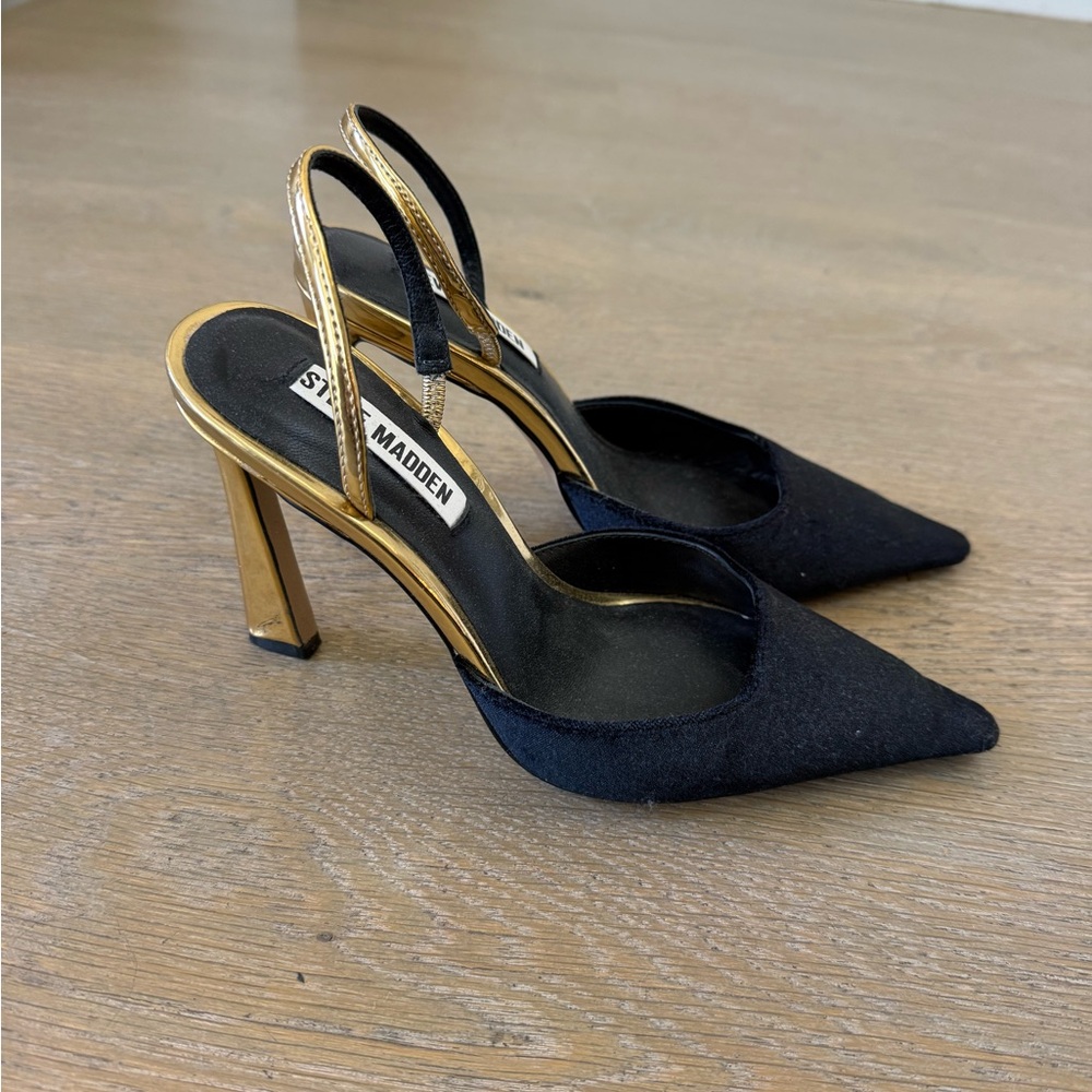 Worn Once Steve Madden Black Velvet Slingback Heels